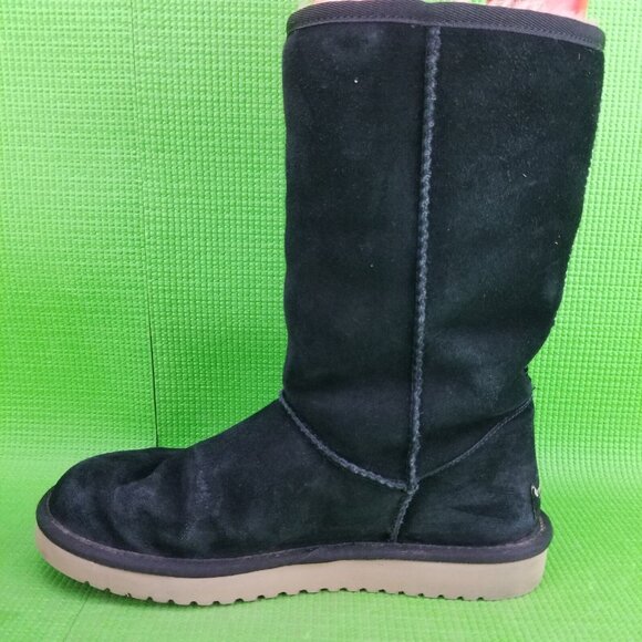 ✅TheKoolaburra by UGG VICTORIA Women's Tall Boot Size 8 BLACK Suede Faux Fur Bow - Picture 12 of 12